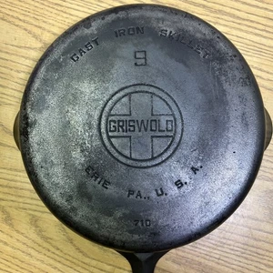 Vintage GRISWOLD Cast Iron Skillet Frying Pan # 9 Large Block Logo Restored - Picture 1 of 12