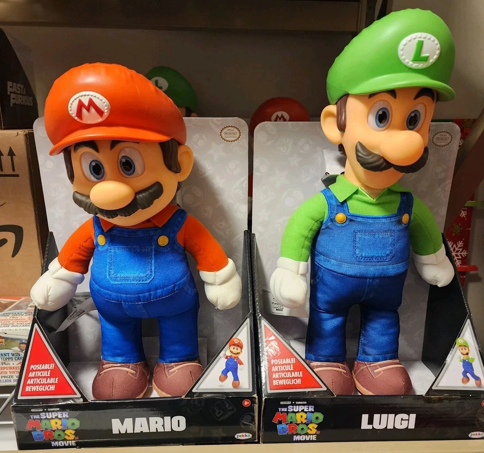 Bonecos de pelúcia posáveis JAKKS PACIFIC The Super Mario Bros Movie Mario & Luigi - Imagem 1 de 1