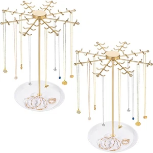 2PCS Rotating Necklace Holder Jewelry Stand, Gold Necklace Organizer Display ... - Picture 1 of 9