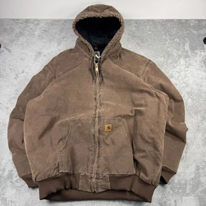 Vintage Carhartt J130 CHT Canvas Jacket Quilt Lined Y2K Distressed Hooded 2XLT Brown - Bild 1 von 10