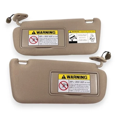 2001-2004 Hyundai Santa Fe Driver & Passenger Side Sun Visor Pair Tan Lighted - Image 1 of 4