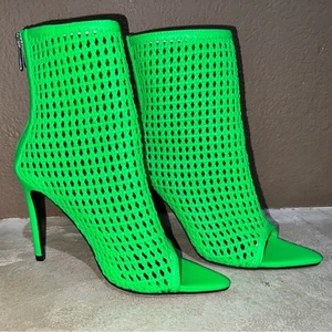 Cape Robbin Weave Peep Toe Booties w/Stiletto High Heels size 6.5 Nepn Green - Picture 1 of 14