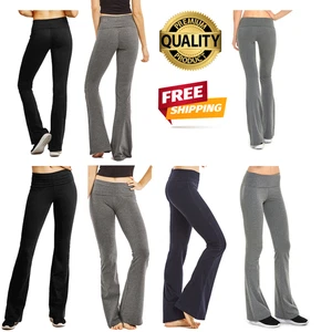 Pantalone Yoga Cotone Pieghevole Vita Larga Fascia Morbido Elasticizzato Fondo Svasato Allenamento - Foto 1 di 22