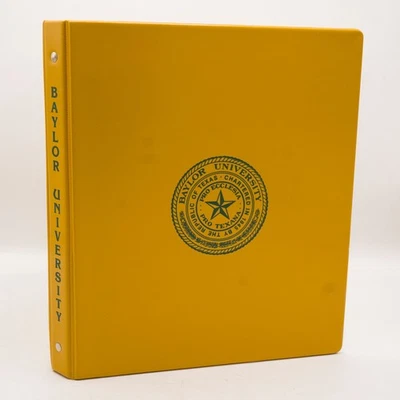 Vtg Baylor University 1.25" Three Ring Binder Pockets Gold Unused School Supply - Image 1 of 4