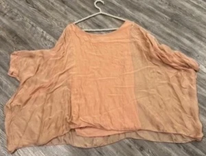 Blusa Poncho Blusa Mujer Scandal Beige Dorado 100% Seda Cuello Redondo Hecha en Italia OS - Imagen 1 de 12