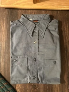 1st 1940s NOS Sanforized Dickies Blue Work Shirt Sz 14 1/2” Long Sleeve Vintage - Picture 1 of 7