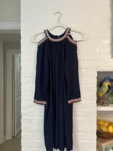 BRAND NWT Gretchen Scott Cold-Shoulder Navy & Orange Shift Dress Size SMALL - Picture 1 of 14