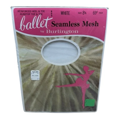 Medias blancas de malla sin costuras Ballet by Burlington de colección punta de tacón reforzado 8 1/2 Foto 1 de 2