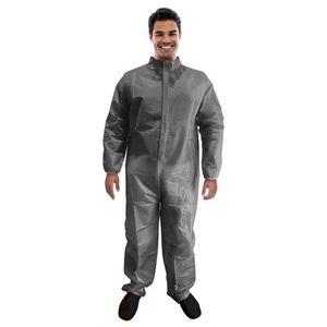 Gray Disposable Coveralls, 2X-Large - 50 Pack, Front-Zip, Elastic Wrists, 50 GSM - Picture 1 of 9