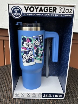 Life is Good Disney Voyager 32 oz. Cepillo de tapa de paja rosa vaso inoxidable - NUEVO Foto 1 de 4