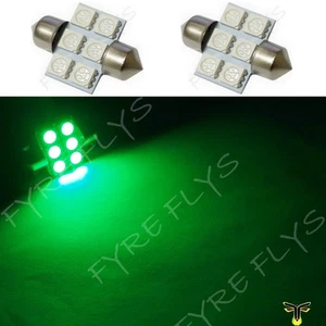 2 Green 31mm 6SMD festoon dome map interior LED light lamp DE3175 3022 3021 2xD1 - Picture 1 of 1
