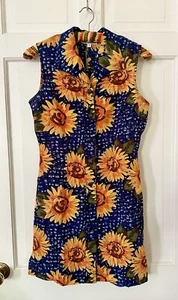 Rampage USA Vtg Y2K 90s Sunflower Floral Short Sheath Shirt Dress Size 3 XS - Picture 1 of 7
