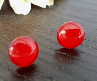 Ohrstecker Cabochon Rot Glas Handgemacht Ohrringe Nickelfrei Glitzer Kirsche 26 - Bild 1 von 4