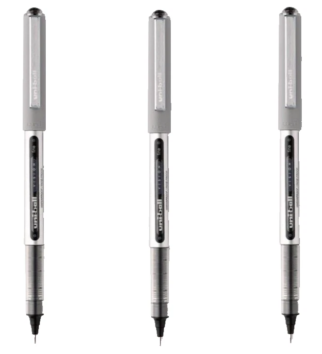 60126 12count Uni-ball Vision Roller Black Ink Cap Pens 0.7mm Fine Point