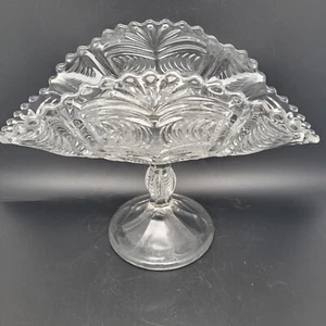 Antique EAPG Pedestal Banana Stand Fruit Sawtooth Fan Pattern Footed - Picture 1 of 8