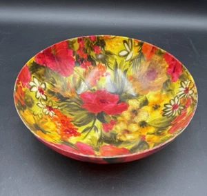 Vintage GORGEOUS! 60's MCM Fiberglass Salad Serving Bowl Flower Floral 11” - Picture 1 of 6