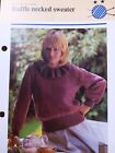 knitting pattern ladies ruffle necked sweater 32&quot; to 38&quot;