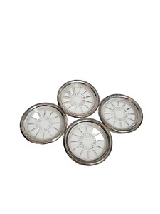 Untersetzer Vintage Glas und versilbert Starburst Kristall Muster 4er Set - Bild 1 von 3