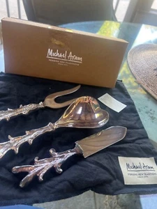 1997 MICHAEL ARAM "I LOVE YOU" SILVER PLATED SERVING SET: SPOON & FORK & KNIFE  - Picture 1 of 7