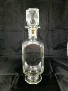 Vintage Glass Wine Whiskey Bourbon Alcohol Decanter Empty Bottle 11 3/4" Tall - Picture 1 of 6