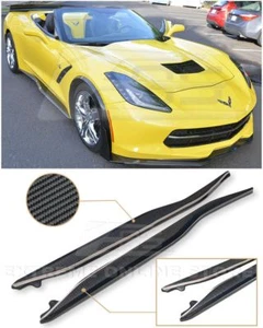 Z06 Style CARBON FIBER Side Skirts Rocker Panels Extension For 14-19 Corvette C7 - Picture 1 of 12