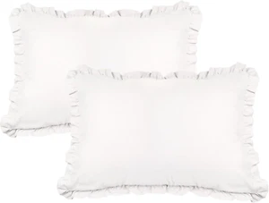 Juego estándar de 2 fundas de almohada con volantes blancas de encaje - Picture 1 of 12