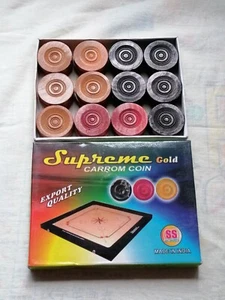 Supreme Carrom Board Coins Piece 24 Coins 1 Striker 140g Carrom Board Coin Game - Picture 1 of 6