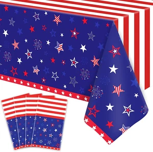 4 Pack Patriotic Tablecloth 4Th of July Tablecloth Patriotic Decorations America - Picture 1 of 29