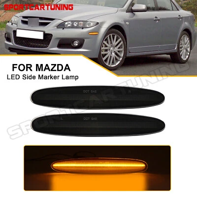 Smoked Lens Amber LED Side Marker Lights Turn Signal Lamp For 2003-2008 Mazda 6 - Image 1 of 4