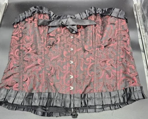 Burleska Gothic Boned Corset Bustier Red Black Corset Sz 38 - Picture 1 of 9