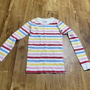 Hanna Anderson Christmas Pajama Top Striped Multicolor Kids 140 cm US Sz 10 - Picture 1 of 6