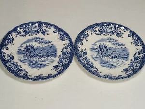 Vintage JOHNSON BROS Coaching Scenes Saucers plates Made in England lot of 2 - Picture 1 of 5