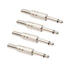 4Pcs Professional 14Inch Mono Male Connector for Guitar and Speaker Leads