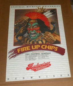 CMU Central Michigan University Fire Up Chips Poster Budweiser Fußball SELTEN - Bild 1 von 3