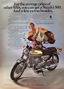 Suzuki T-500 Titan 1972 motocicleta anuncio impreso en color original - Imagen 1 de 1