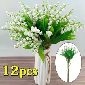 12Pcs/Bundle White Lily of the Valley Fake Plants Artificial Flower Home Decor - Picture 1 of 12