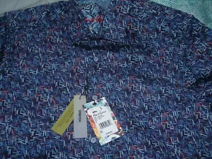 Robert Graham Multicolor Purple Geo Short Sleeve Shirt Size S BRAND NEW w/ Tags - Picture 1 of 4