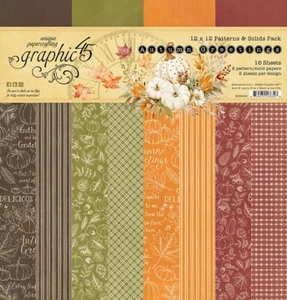 GRAPHIC 45 - AUTUMN GREETINGS - PATTERNS & SOLIDS - 12" X 12" - 16 SHEETS - Picture 1 of 9