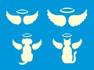 Stencil Joanie Pet Angel Wings Halo Memorial Sympathy Dog Cat DIY Craft Signs - Picture 1 of 7