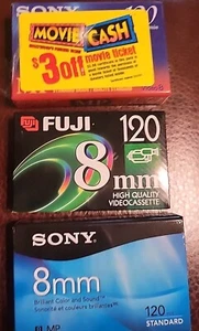 Lot of 3 Video Cassette Tape  Video 8 Camcorder New Sealed Sony Fuji  8mm  - Picture 1 of 4