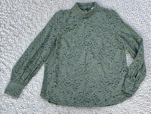 H&M green long sleeve lace top, size M - Picture 1 of 4