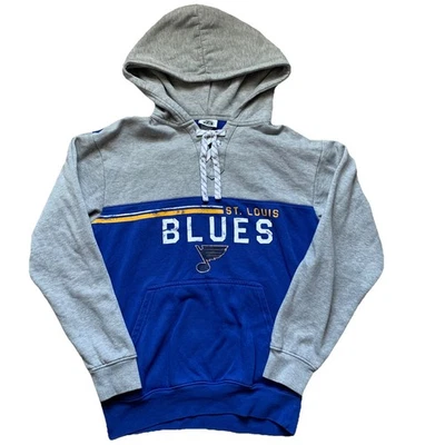 Sudadera con Capucha Oficial Licencia NHL ST. LOUIS BLUES Hockey Azul Gris Talla S Foto 1 de 4