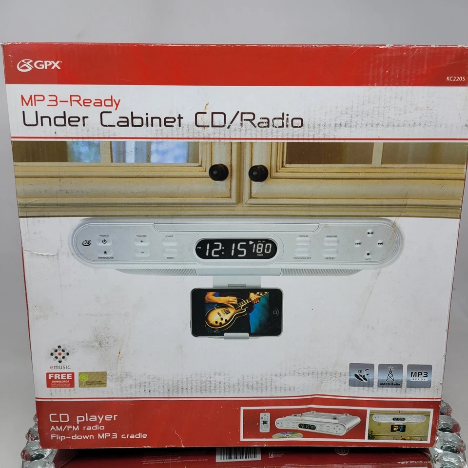 GPX MP3-Ready Under Cabinet CD/Radio MP3 Player Timer, Remote, KC220S Brand NEW - Image 1 of 4