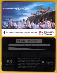 $3. Singapore Telecom Paging - Mensaje en una botella Bonita tarjeta telefónica USADA - Imagen 1 de 1