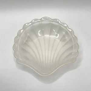 Vintage Frosted Glass Shell Dish 4” Scalloped Trinket Bowl - Picture 1 of 8