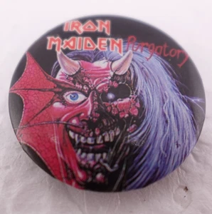 Vintage 1983 Iron Maiden Button Purgatory Album Cover Heavy Metal Promo Pin - Picture 1 of 4