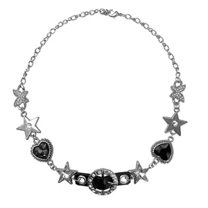 Heart Star Rhinestone Short Necklace Y2K Choker Party Jewelry for Women Girls - Picture 1 of 7