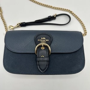 NWT Coach Kleo Crossbody Mini Bag Colorblock Blue Denim Leather Suede Purse $328 - Picture 1 of 17