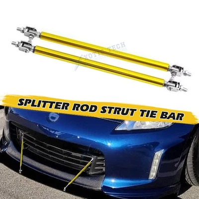 Universal Gold Adjustable 6''-9'' Front Bumper Lip Strut Rod Tie Bar Stabilizer - Image 1 of 4