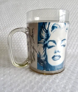mARILYN MONROE CUP MUG ACRYLIC PLASTIC CLEAR BLUE POP ART GRAPHICS 1999 neocurio - Picture 1 of 7